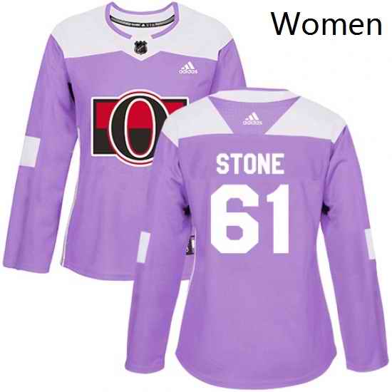 Womens Adidas Ottawa Senators 61 Mark Stone Authentic Purple Fights Cancer Practice NHL Jersey